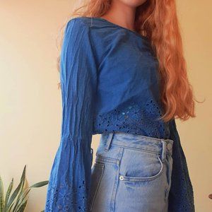 Bell Sleeve Blue Shirt